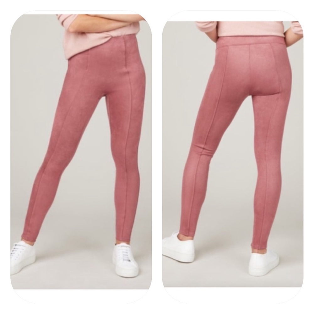 {SPANX} Faux Suede Leggings in Rich Rose - Womens Medium Petite - NWT
